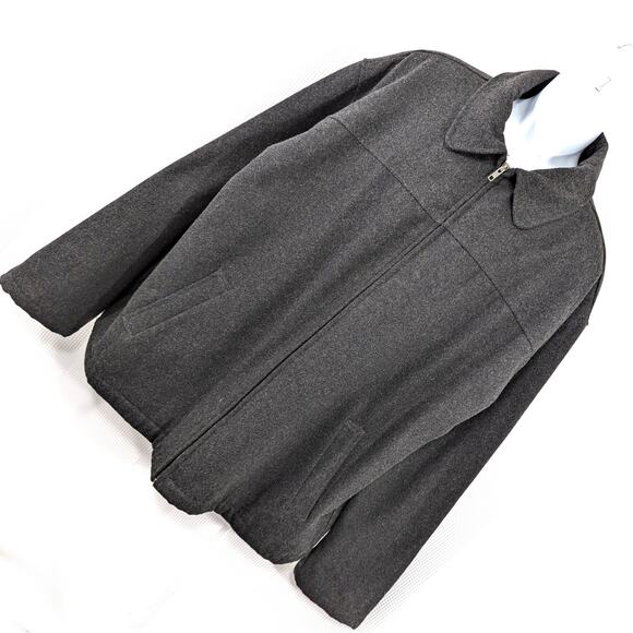 OLD NAVY! RICH CHARCOAL GRAY RECYCLED WOOL BOMBER LENGTH COAT, JACKET! SZ XXL - Picture 1 of 12